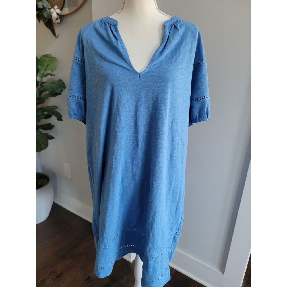 Boden Blue Eyelet Trim Detail Cotton Jersey Dress Size US 20 L / 22L